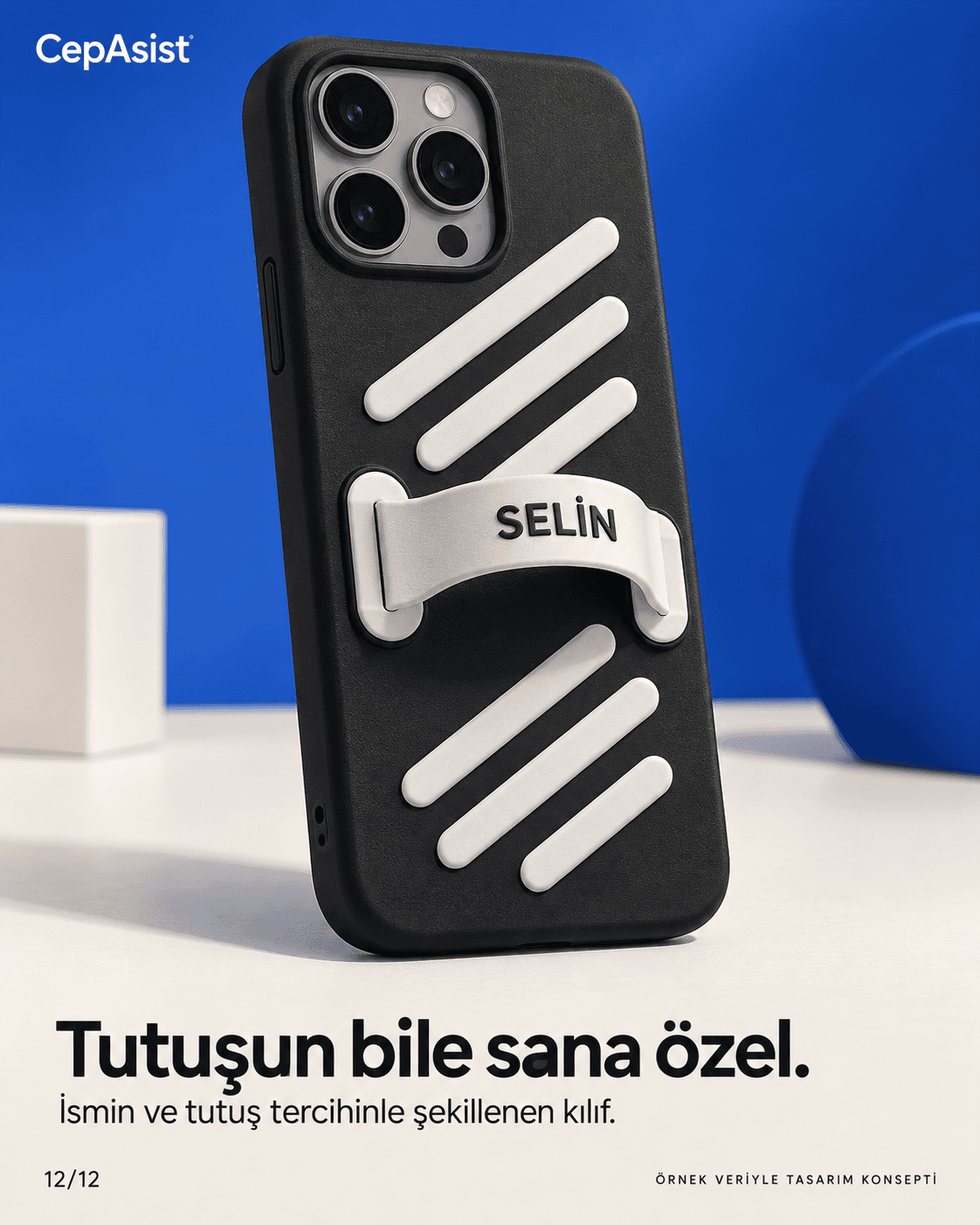 Dokulu Kişisel Telefon Kılıfı: siyah beyaz TPU kılıf tasarım konsepti