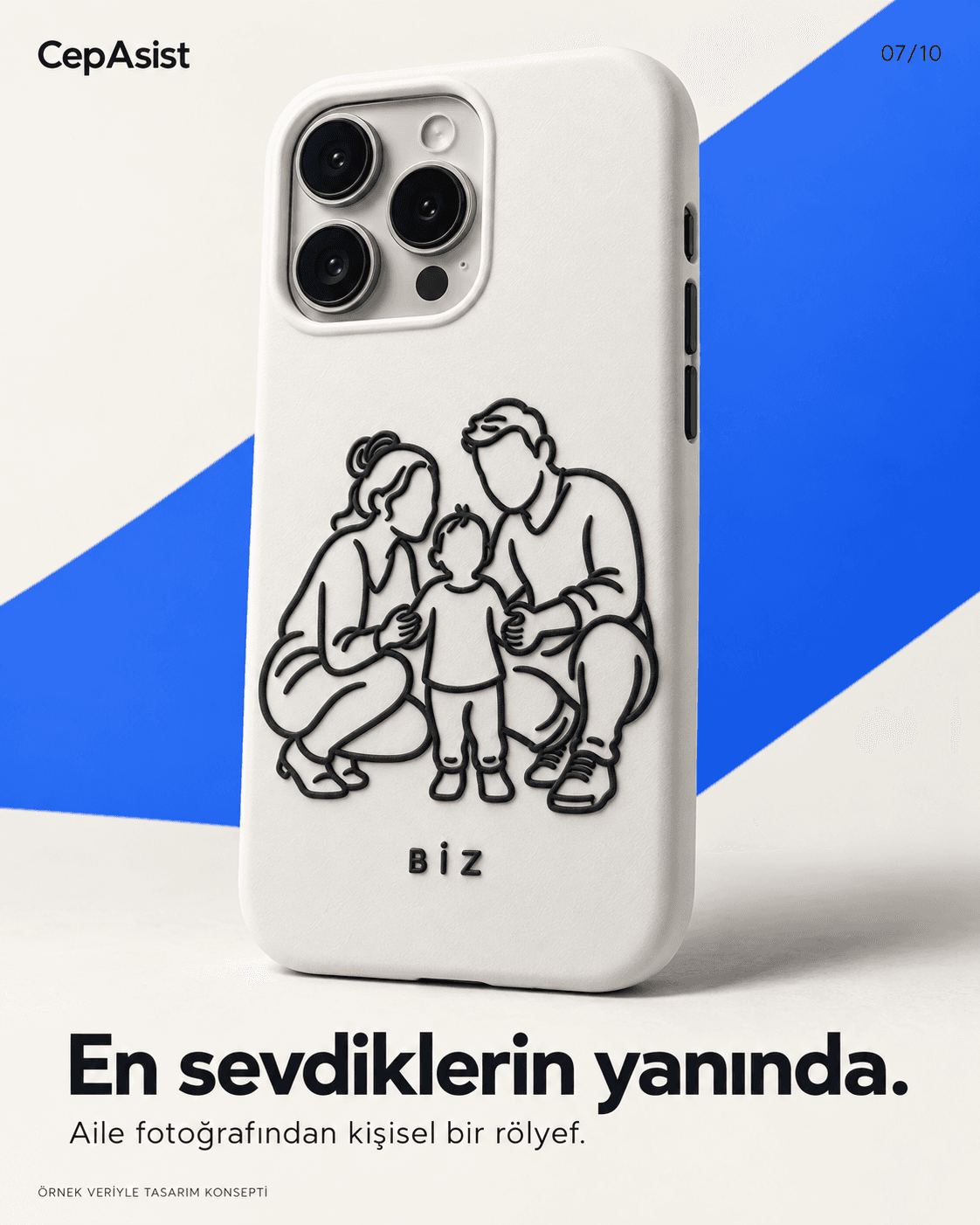 Aile Portreli Telefon Kılıfı — siyah beyaz temsili tasarım