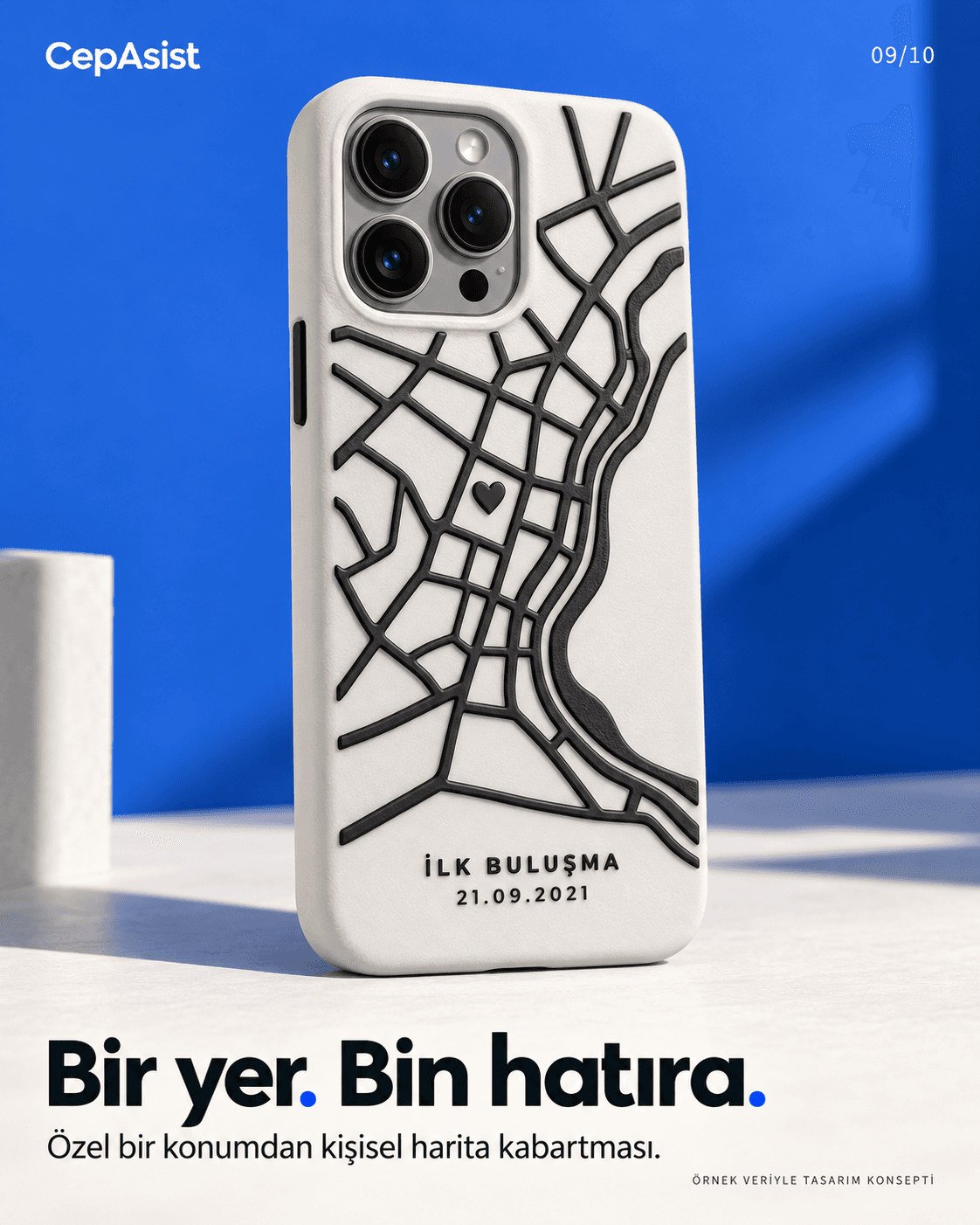 Koordinatlı Telefon Kılıfı — siyah beyaz temsili tasarım