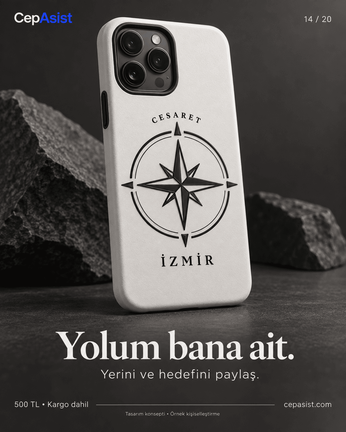 Pusula Koordinatlı Telefon Kılıfı: siyah beyaz TPU kılıf tasarım konsepti