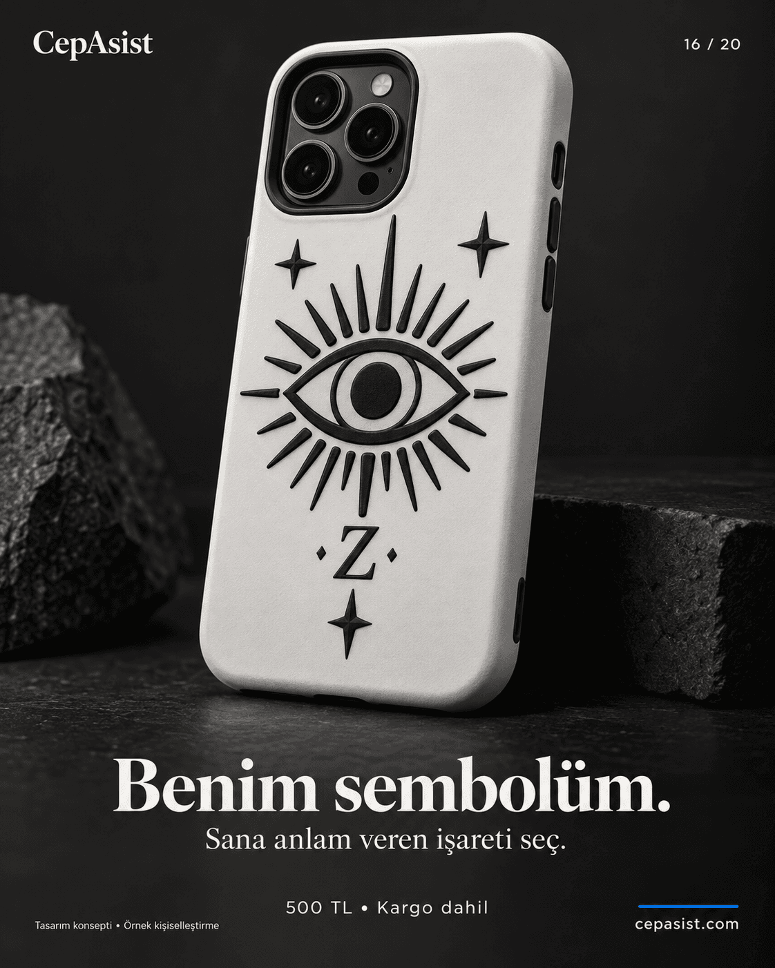 Kişisel Sembol Dövme Telefon Kılıfı: siyah beyaz TPU kılıf tasarım konsepti