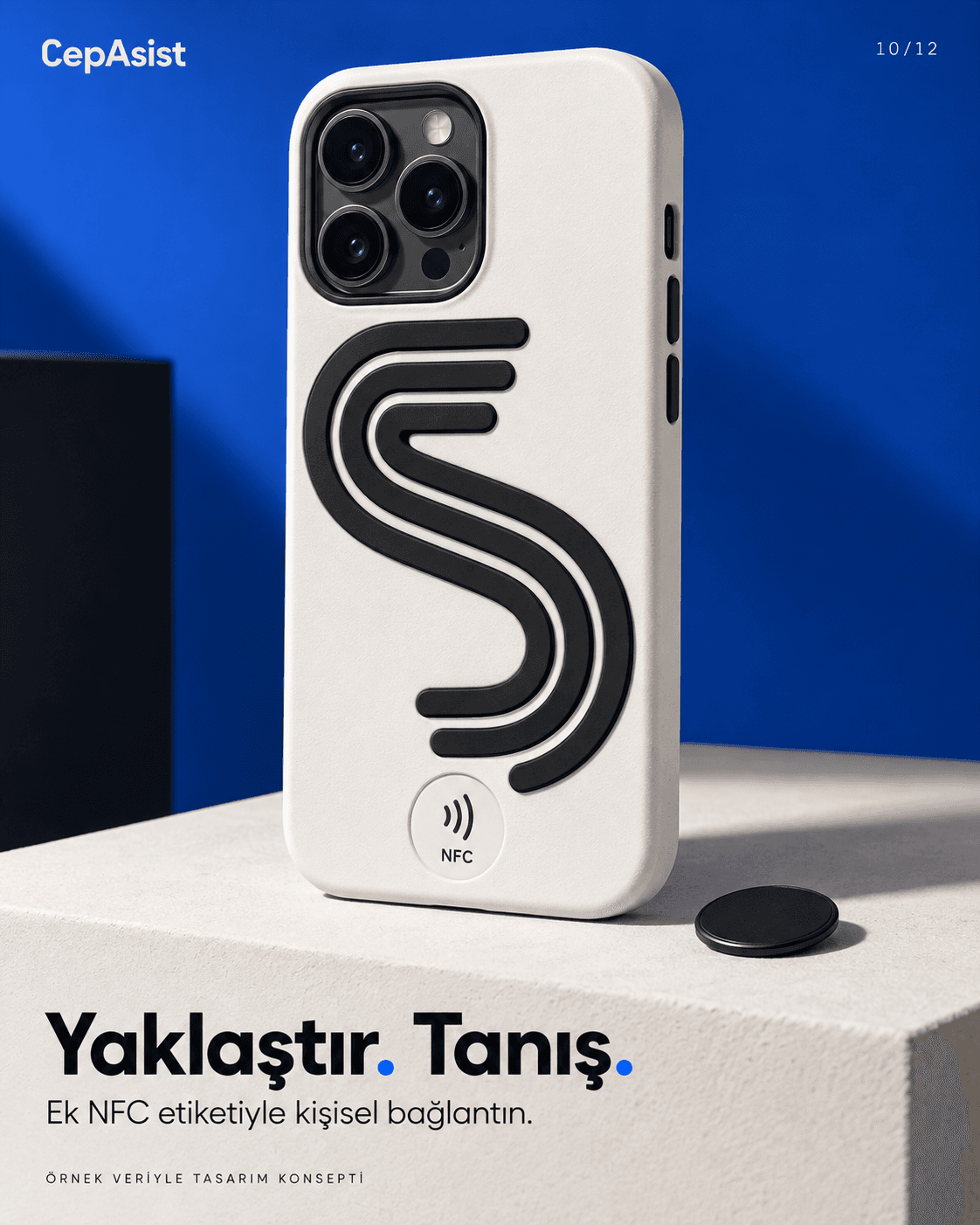 Dokun ve keşfet: siyah beyaz kişiselleştirilmiş telefon kılıfı konsepti