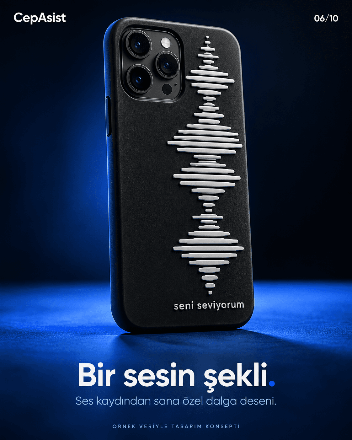 Ses Dalgalı Telefon Kılıfı: siyah beyaz TPU kılıf tasarım konsepti