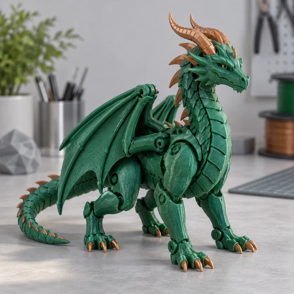 Eklemli ejderha figürü için temsili 3D baskı ürün grubu